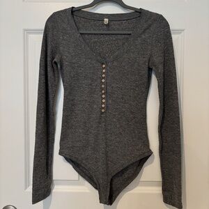 Free People Dylan Thermal Henley Bodysuit
